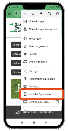 Installer DayParGolf sur un smartphone Android