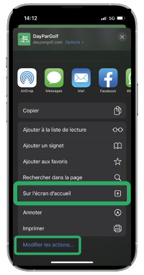 Ajouter DayParGolf sur un iPhone